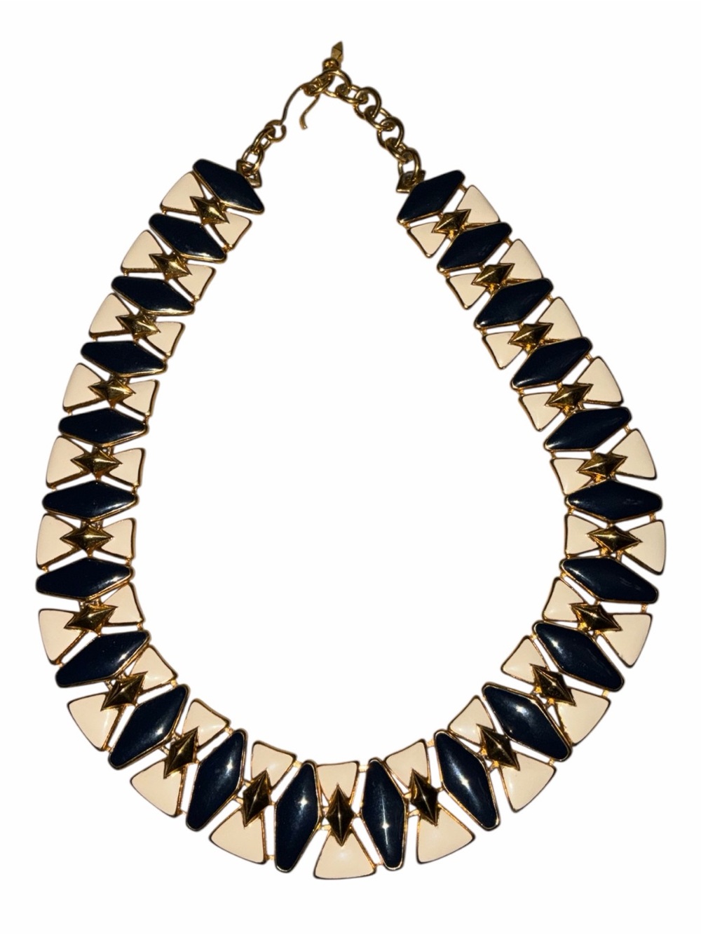 Vintage MONET 1970s Enamel Geometric Egyptian Revival Collar Necklace